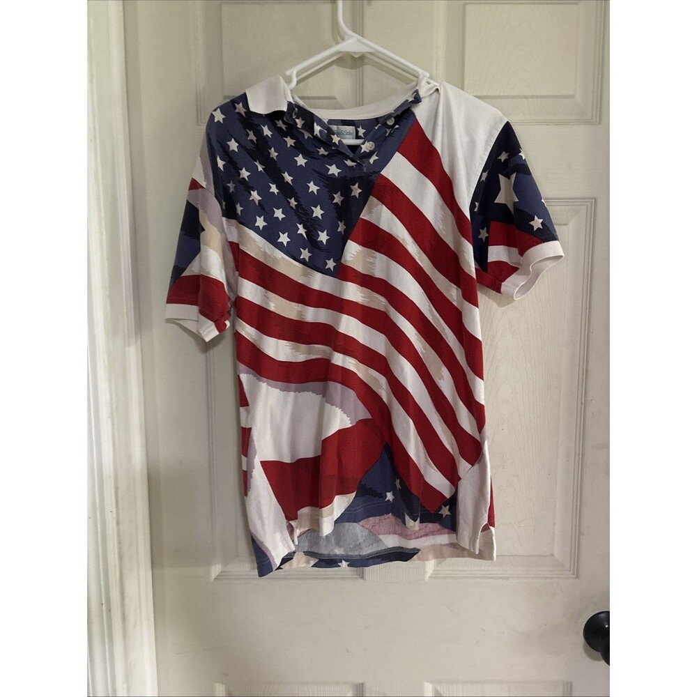 Patriotic Stars & Stripes Short Sleeve Blouse - Red White Blue